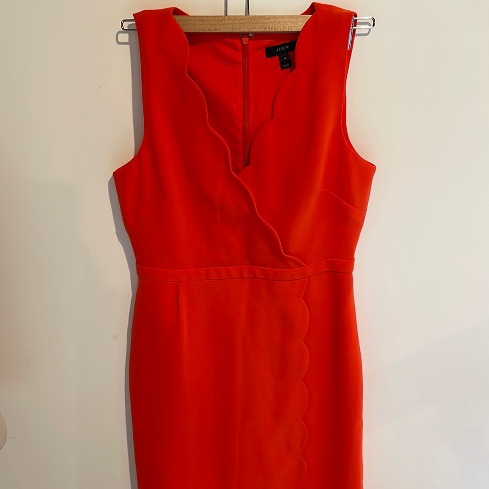 J Crew Scallop Orange Sleeveless Dress 4